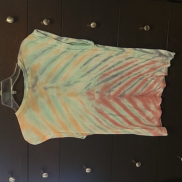 YOUNG FABULOUS & BROKE Loni Button Tee Tie Dye In Sedona In Pink Sz L NWOT - Picture 3 of 5